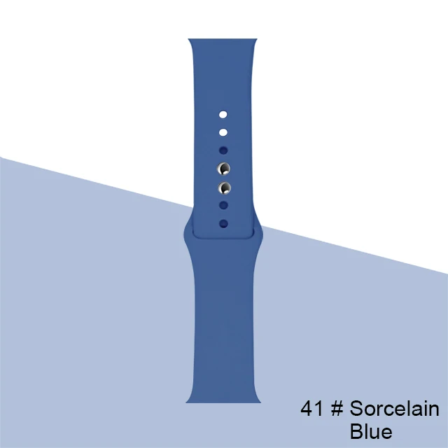 Silicone Strap For Apple Watch band 45mm 41mm 44mm 40mm 38mm 42mm Watchband Bracelet Correa For Iwatch Series 6 Se 5 4 3 7 Sorcelain-Blue-41