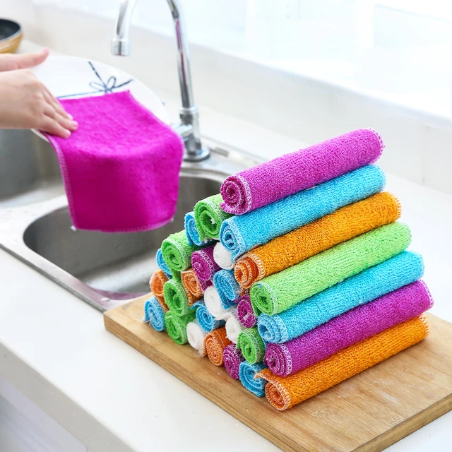 1 Pièce Fibre De Bambou Dish Towel Serviettes Cuisine Magique