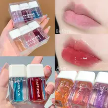 

Hydrating 3Pcs Silky Mirror Lip Glaze Watery Lip Gloss Cosmetics Lip Moisturizer Non-greasy for Night Use