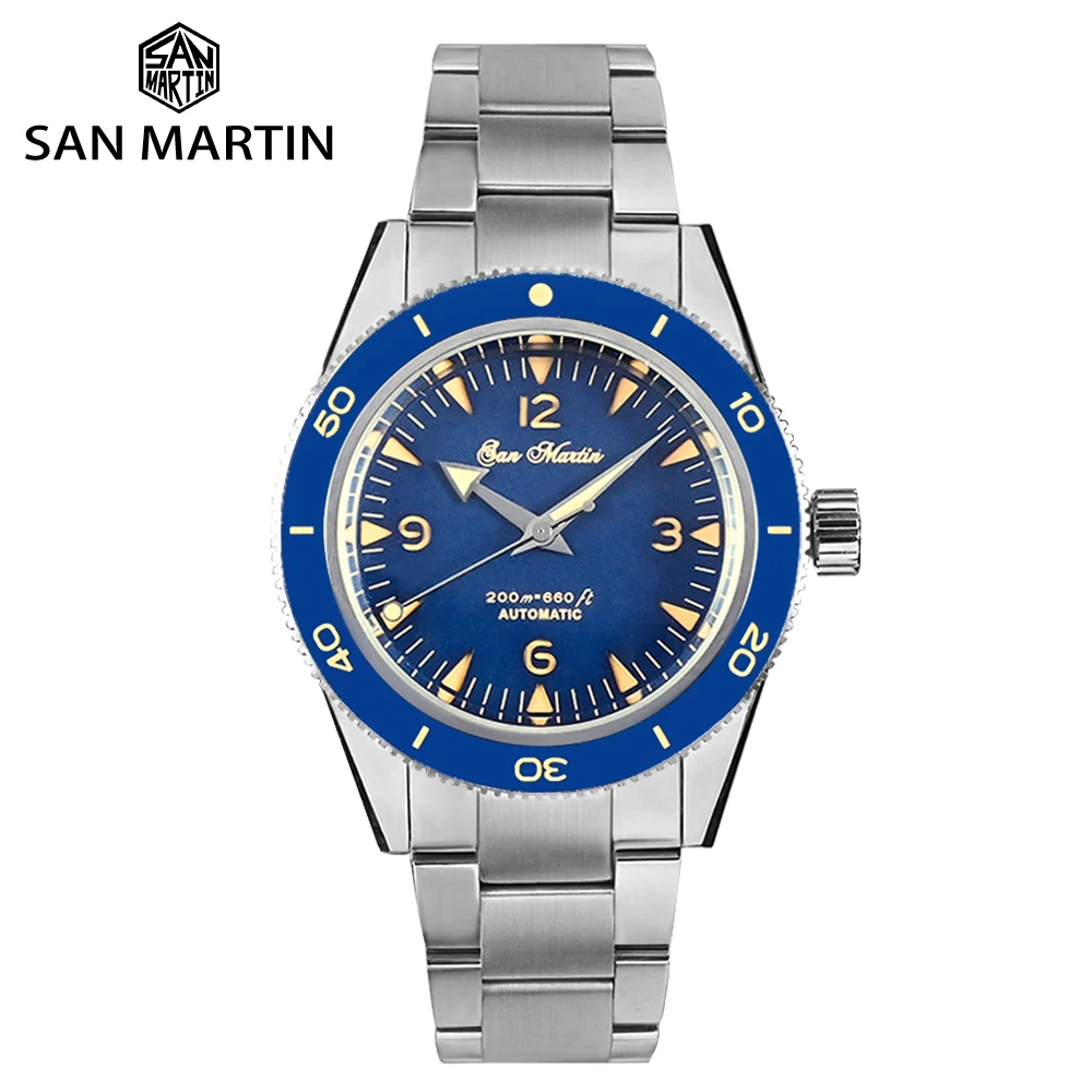 San Martin Vintage Seamaster 300 Men Watch NH35 Sandwich Dial Luxury Sapphire Automatic Mechanical Watches часы мужские SN0051 san martin vintage seamaster 300 men watch nh35 sandwich dial luxury sapphire automatic mechanical watches часы мужские sn0051