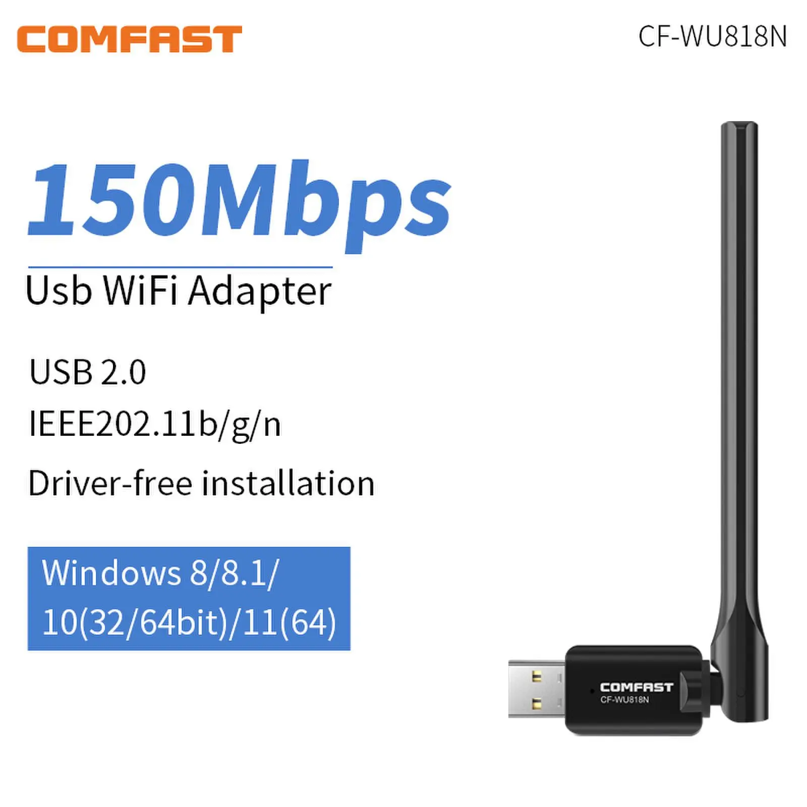 Free driver usb wifi adapter 802 11b g n antenna 150mbps usb wireless