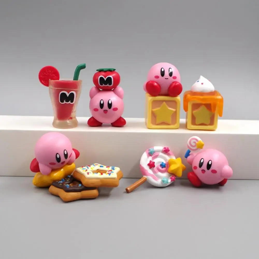 

Kirby Figurines Collection Star Kirby Anime Figure Kawaii Doll Foodie Series Gifts for Children Game Character Toys Pink Cute