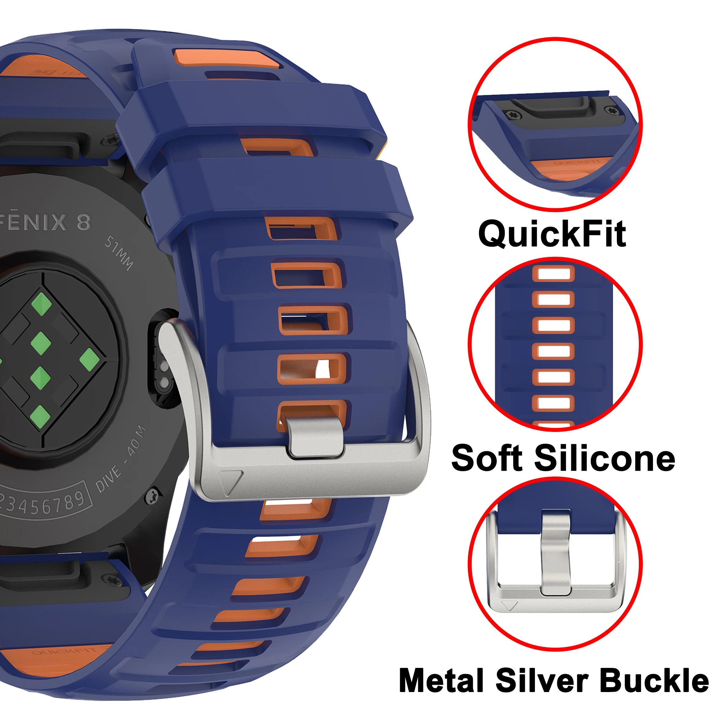 Versatile QuickFit Silicone Strap Bracelet - 22mm & 26mm Sizes