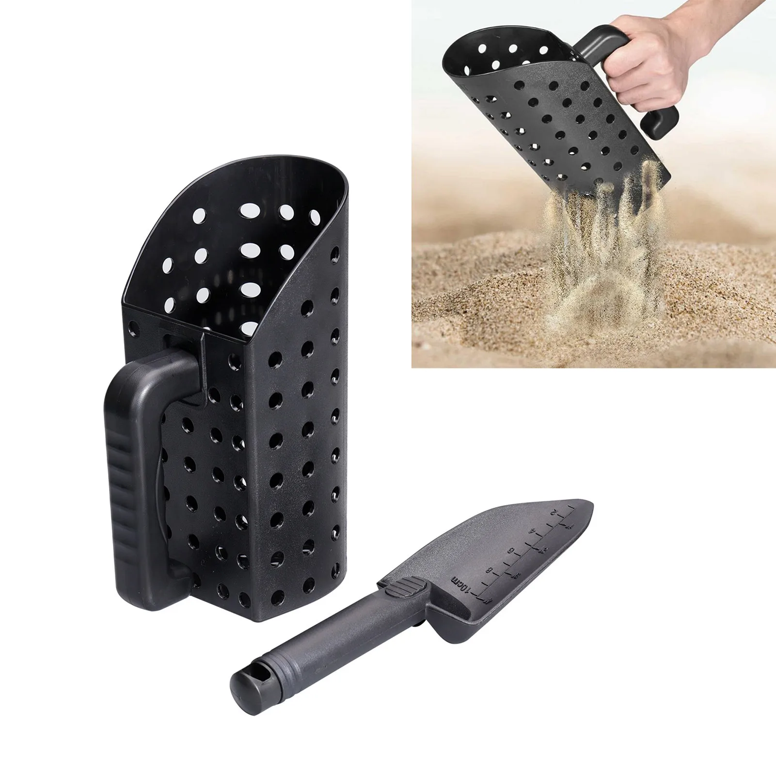 Treasure Scoop and Trowel 1/2 Gallon Capacity Ergonomically Comfortable Grip Metal Detecting Sand Scoop Set Sturdy for Garden 6
