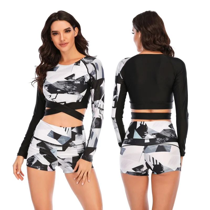

2PCS Sexy Swimsuit Surfing Suit Split Long-Sleeved Surfing Suit Women's Swimsuit Rashguard Wetsuit Sexy Bathing Suits Swimswear