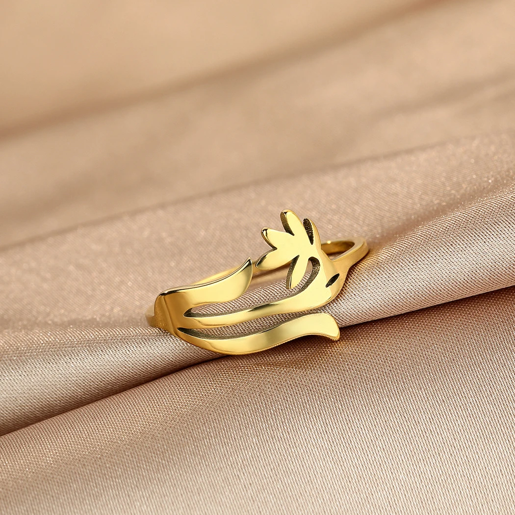Anillo Geométrico de Flor y Hoja Vintage (Acero Inoxidable Dorado) Se28fcc0f081f4ed7a45404fb8c8b48a7T