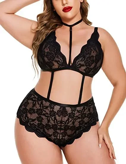 Sexy lingerie sexy women plus size lace lace three-point one-piece lace bodysuit  bodystocking  sexy costume