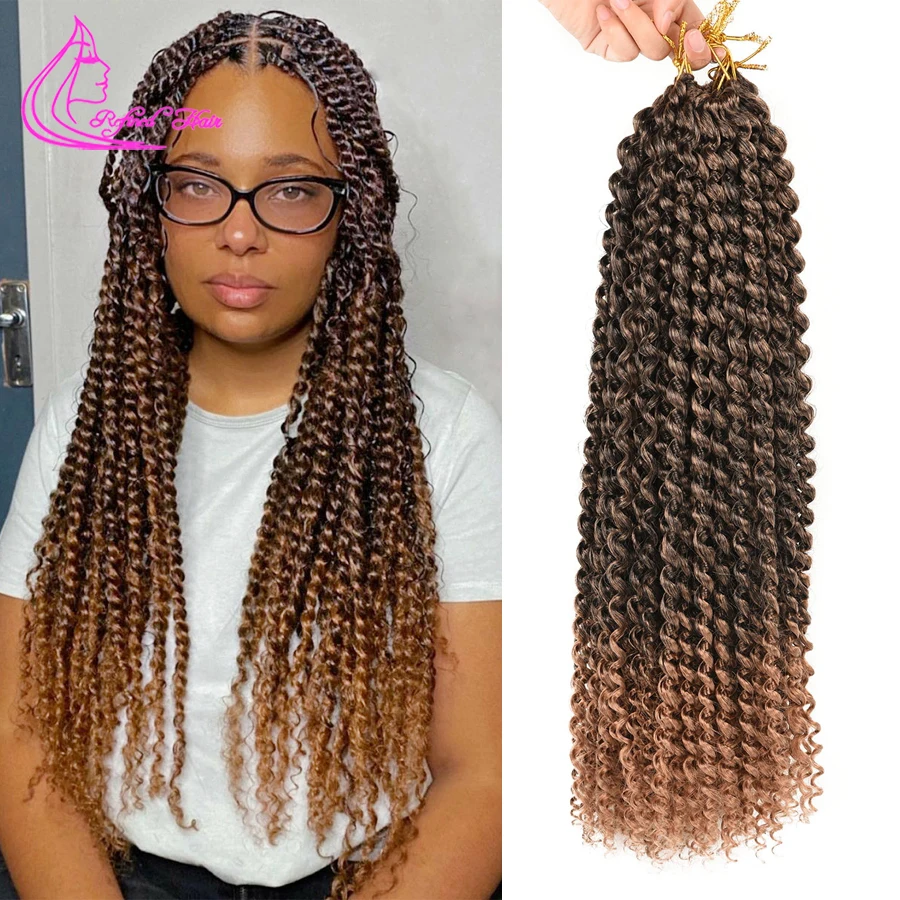 

Water Wave Crochet Braids For Synthetic Passion Twists Goddess Locs Curly Braiding Hair Extensions Ombre Brown Blonde Purple