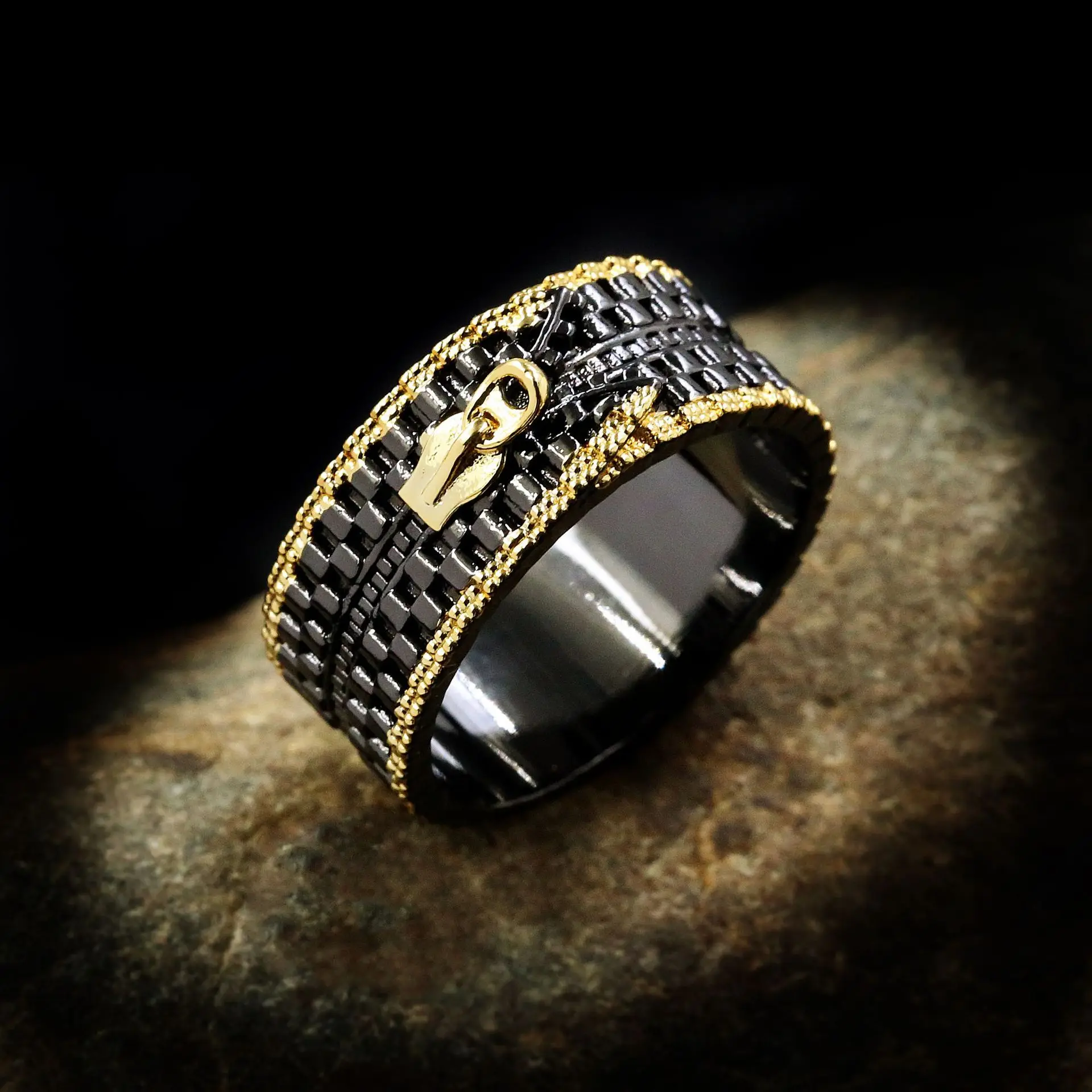 Personalized Creative 925 Silver Alloy Zipper Ring Party Jewelry