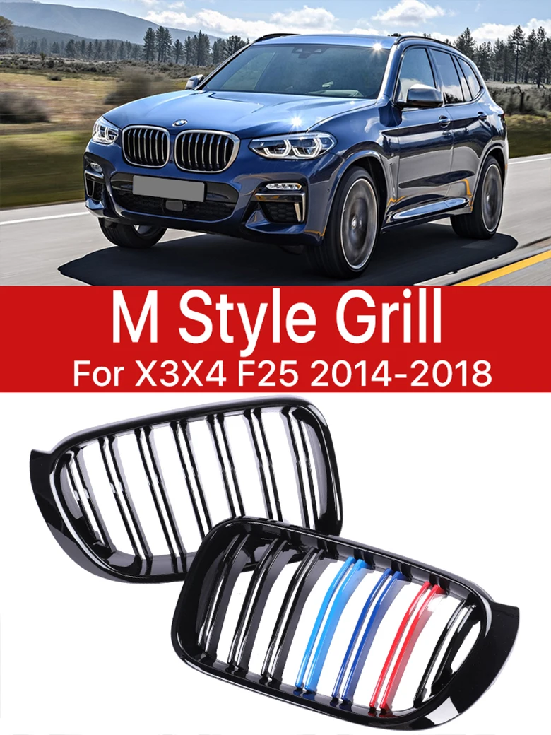 

Carbon Fiber M Style Lower Front Bumper Kindey Grille Racing Inside Grill Cover For BMW X3 X4 Series F25 F26 2014-2018 M Sport