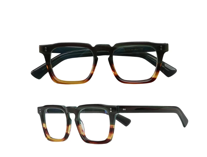 Acetat-Rahmen-Brille, Vintage-Stil, hochwertige Damen-Brille mit quadratischem Acetat-Rahmen, transparente Gläser, luxuriöses Nieten-Design – Detail 8