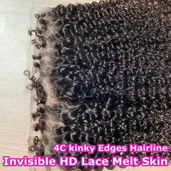 Frontale in pizzo HD invisibile riccio crespo 6x6 Chiusure per capelli umani grezzi pre pizzicati ultra aderenti 5x5 6x6 9X6 Chiusura in pizzo HD invisibile
