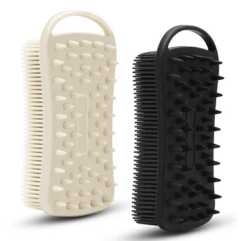 2 In 1 Silicone Shower Brush Scrubber Soft Scalp Massager Shampoo Brush Double-Sided Body Brush Foam Skin Clean Tool 1