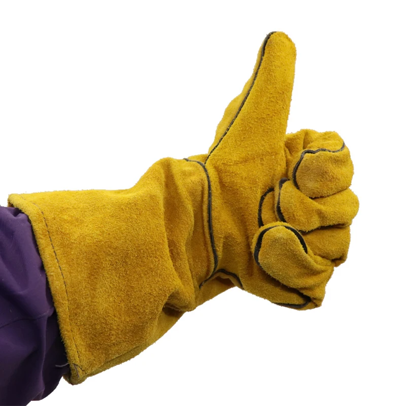 Squirrel Anti Bite Leather Thicken Gloves Yellow Red Color Protect Hand From Big-eyed Squirrel Marmot Hamster Cat Pigskin Gloves