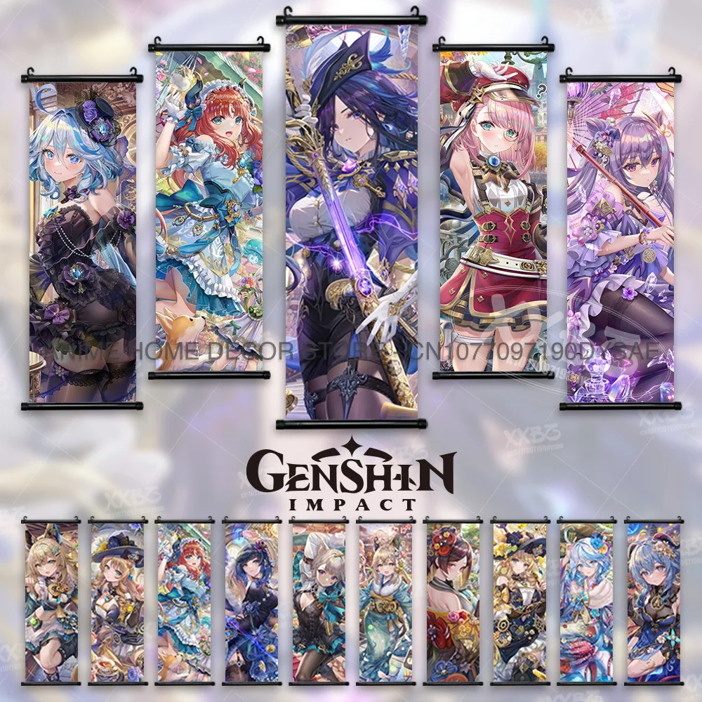 Постеры Genshin Impact Висячие картины каэдехара казуха постеры картина из сахароза Xiangling настенное искусство Shenhe домашний декор Sayu Фреска
