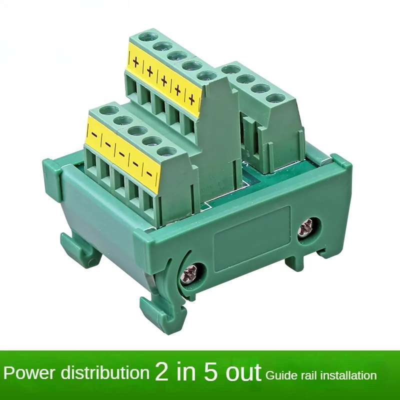 

One in, Multiple out, Power Terminal Block Junction Box, 2 in 5 out, Positive and Negative Common Terminals