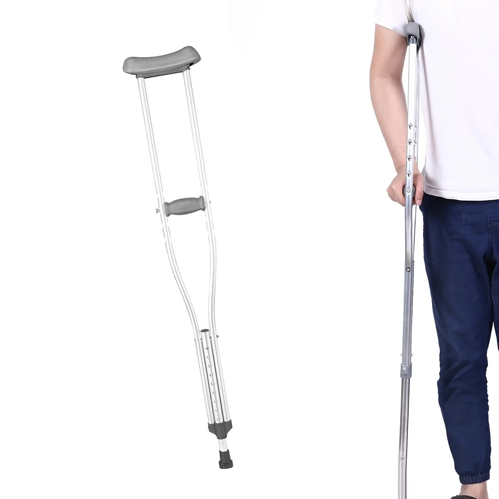Unterarmkrücke, leicht, rutschfest, höhenverstellbar, Gehhilfe, Gehstock für Frauen, Erwachsene, ältere Menschen, Behinderte, Männer Underarm Crutch Lightweight Anti Slip Adjustable Height Walking Aid Walking Stick for Women Adult Elderly Disabled People Men