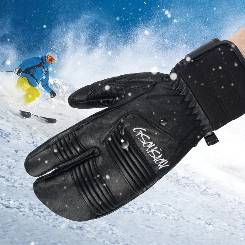 New Snowboard Inner Five-finger Gloves Ski Gloves Men Women Thick Waterproof Warm Warm Plus Velvet Waterproof Windproof Gloves 3