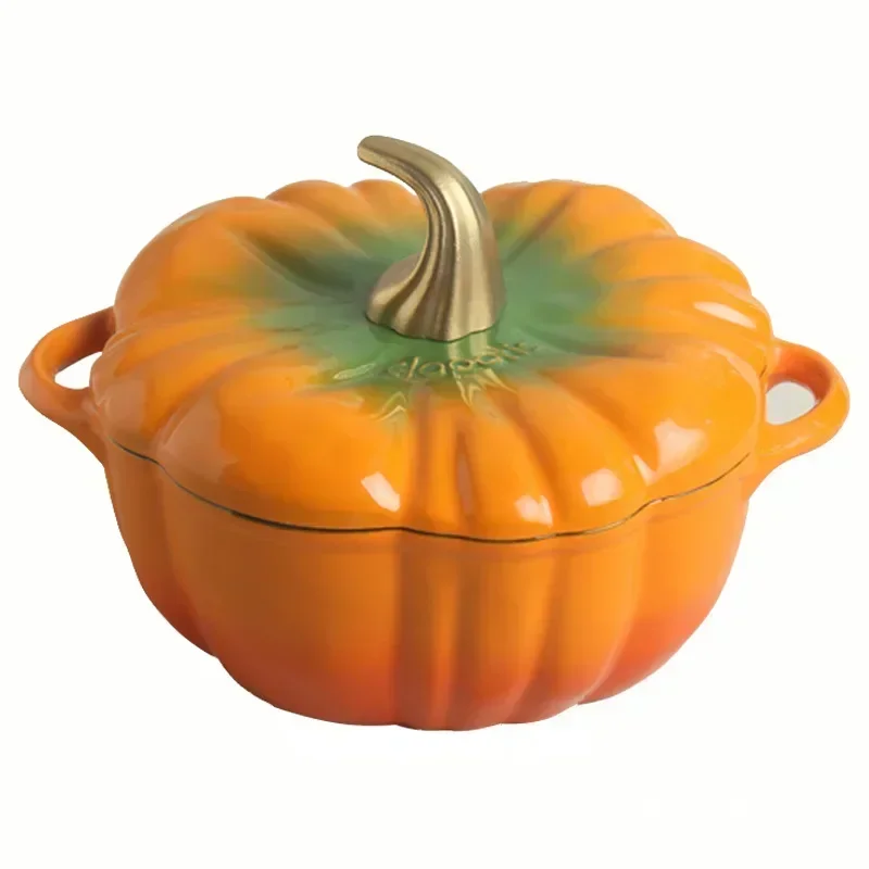 Kürbis Kochtopf Emaille Gusseisen - Antihaft Suppentopf Mit Deckel