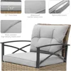 Outdoor Rocking Chairs Set - 3 Pieces Grey Patio Bistro Set Outside Furniture 2 Wicker Rocker Chairs with Grey Cushions and Tabl 5
