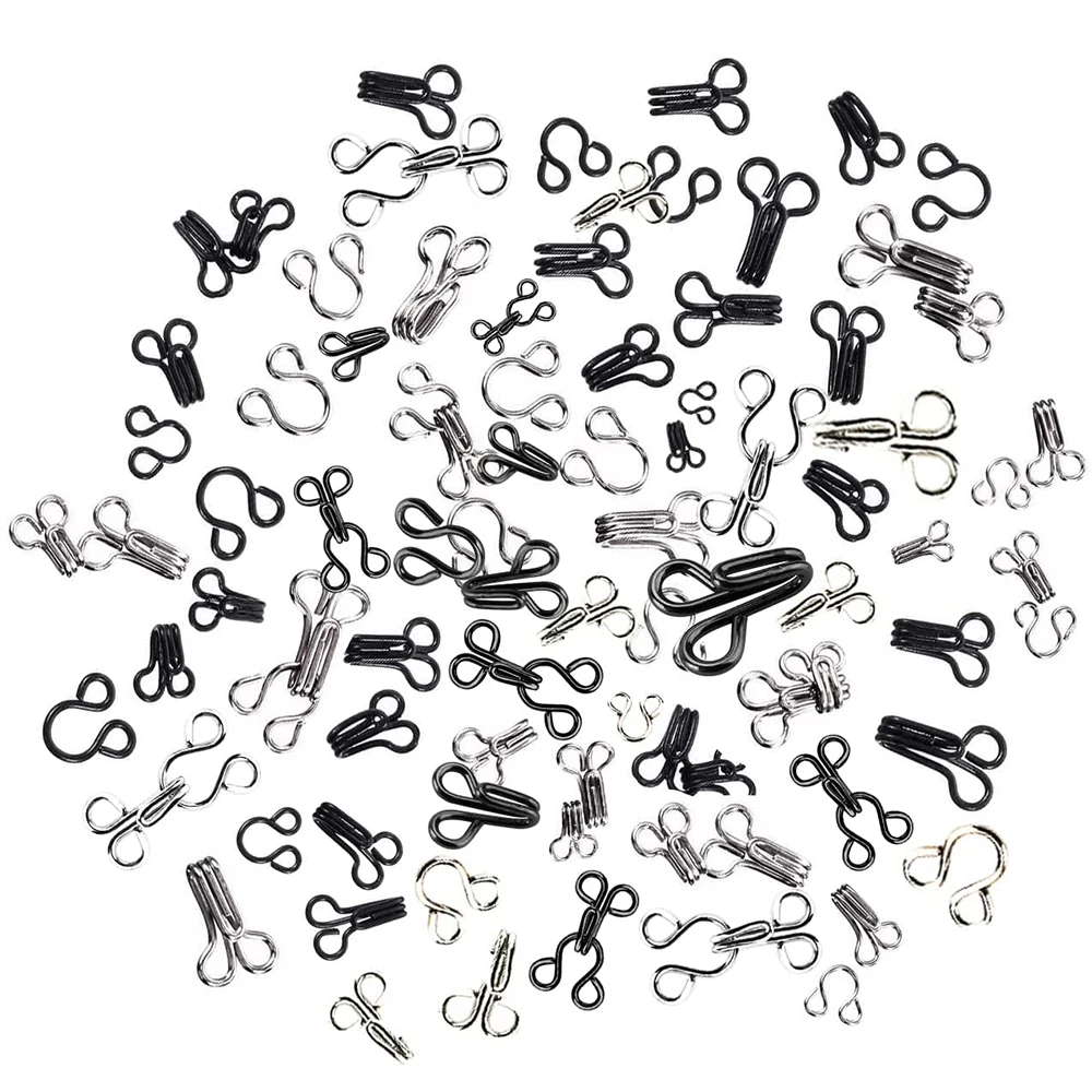 Description Picture 5 of item100 Sets Sewing Hook and Eye Latch 11.5-17mm Large Hooks and Eyes Closure for Bra Clothing Trousers Skirt Sewing DIY Craft