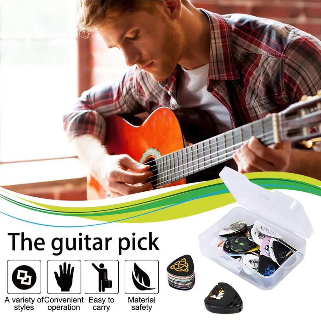 100 Pieces Electric Guitar Pick Set Celluloid Bass Guitars Picks Plectrums Replacement Part Accessory for Player