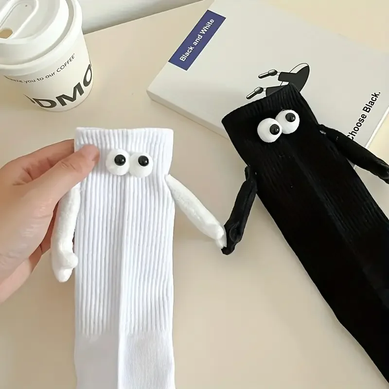 1-5PCS Kids Magnetic Pull Hand Cotton Sock Mid Calf Cute Baby Socks for Boys Girls Christmas Halloween Holiday Casual Daily Wear