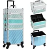 4 in 1 Rolling Makeup Case Cosmetic Train Case Trolley Roll Travel Box for Makeup Artist, Hairstylists, Nail Tech Makeup Cart 6