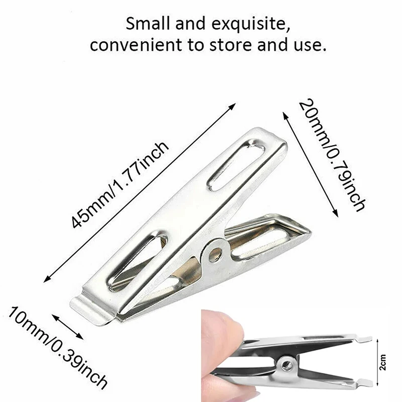 10/20Pcs Stainless Steel Clothes Pegs Washing Clips Household Sealing Clip Windproof Clips Hang Pins Metal Clips Clamps 6
