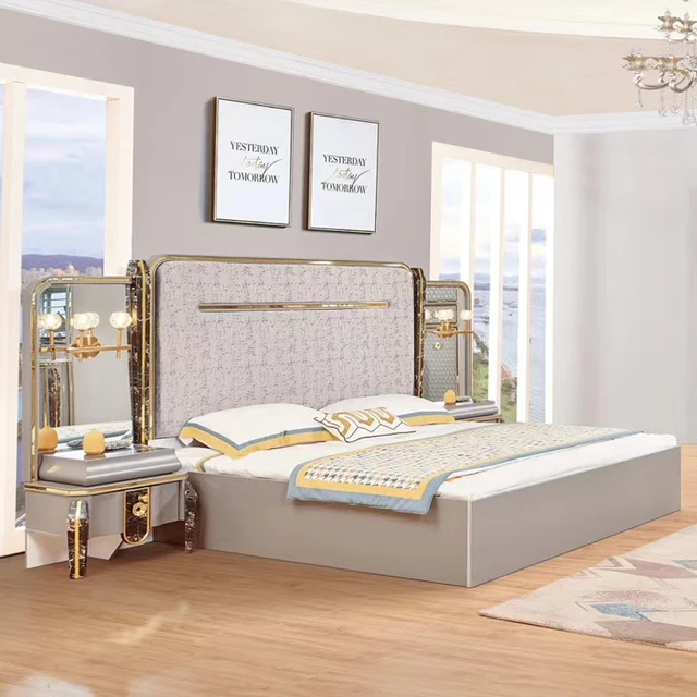 Deluxe Design Bed Room Furniture Bedroom Set King Wooden Bed Furniture Suite 2