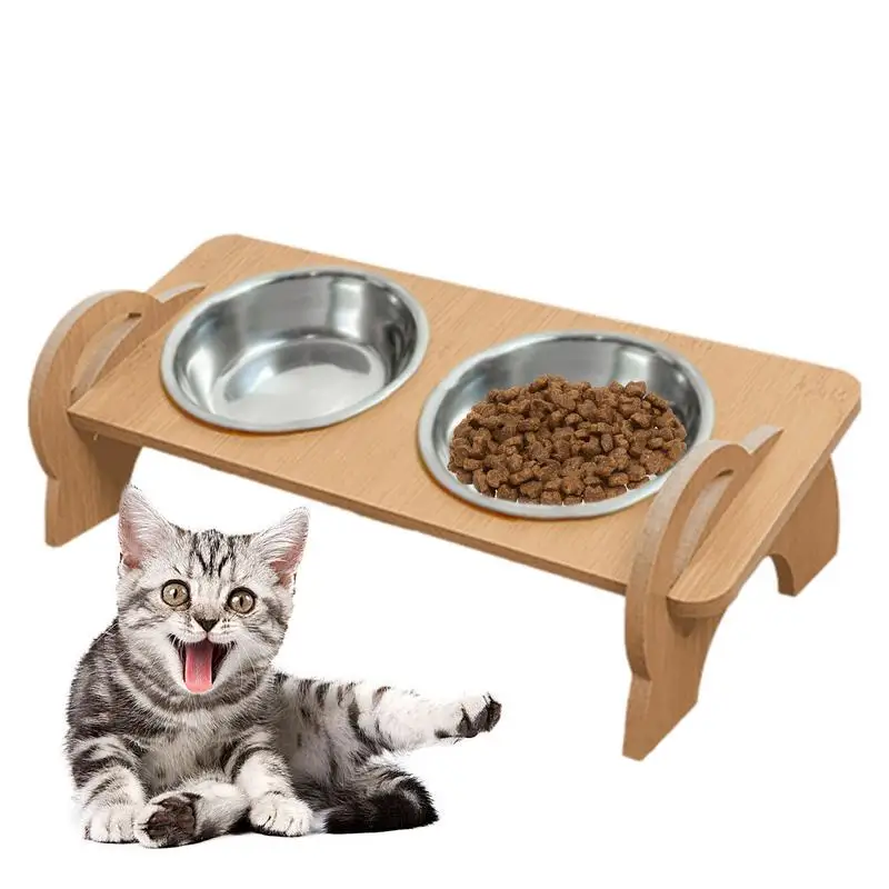 Cat Food Bowls Elevated Pet Water Feeder Dog Bowls Cats Feeders Kitten Supplies Stainless Steel Cat Feeding & Watering Supplies