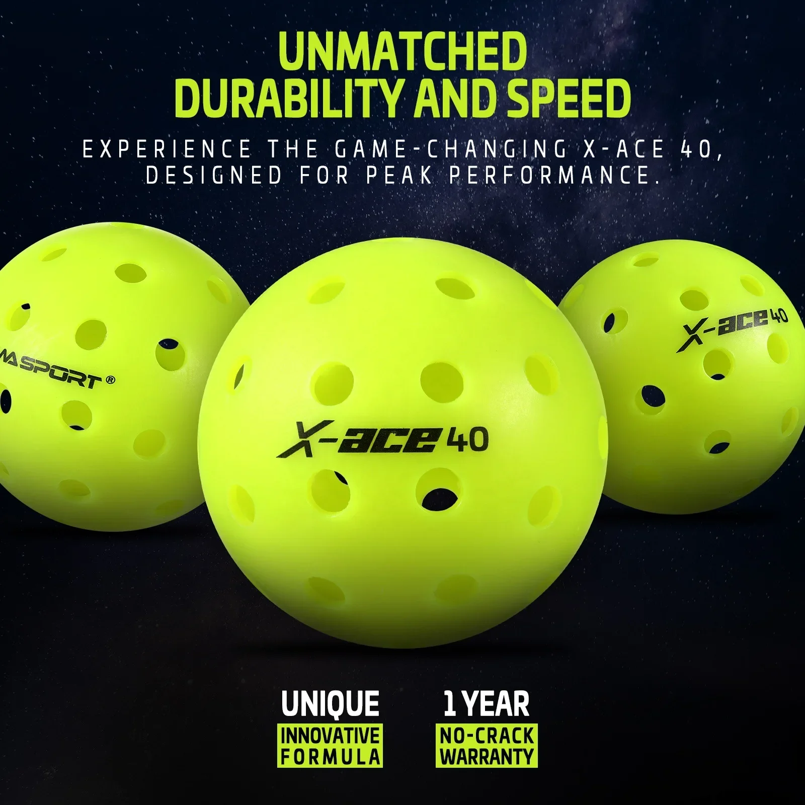 AMASPORT Pickleball Outdoor High Impact Resistant 40 Holes Competition Grade Padel Ball Badminton Racket Sport Entertainment