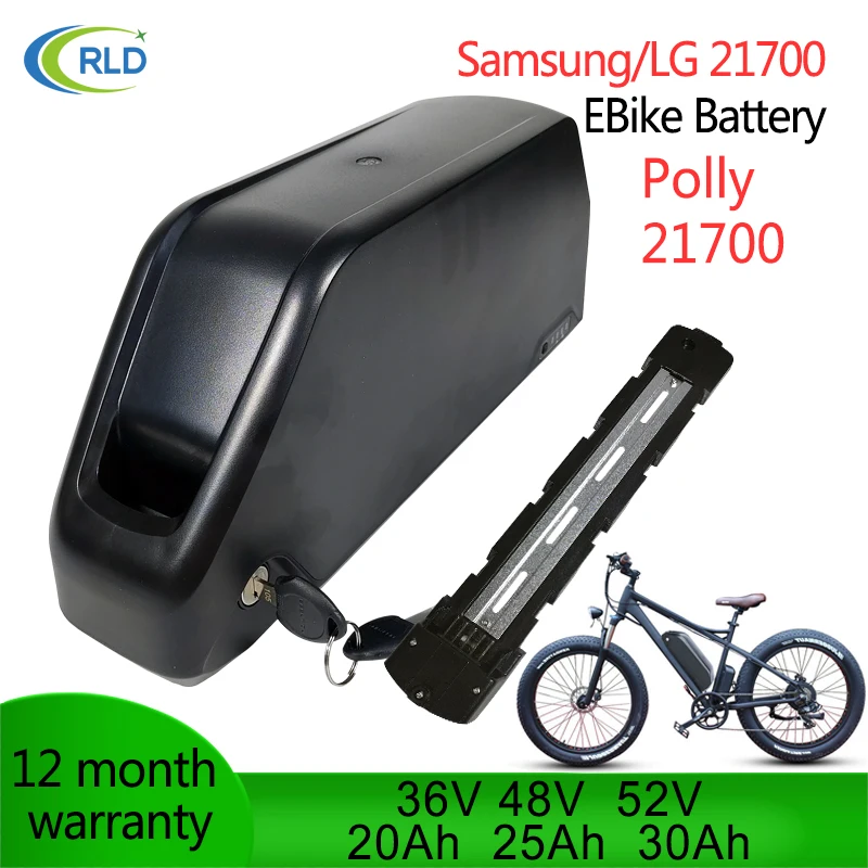48V 52V Polly Dp-7 Batteria Ebike Samsung Lg 21700 Cell 36V 25Ah 30Ah 35Ah Downtube Jumbo Battery Pack Per Scooter 500W-2000W Kit