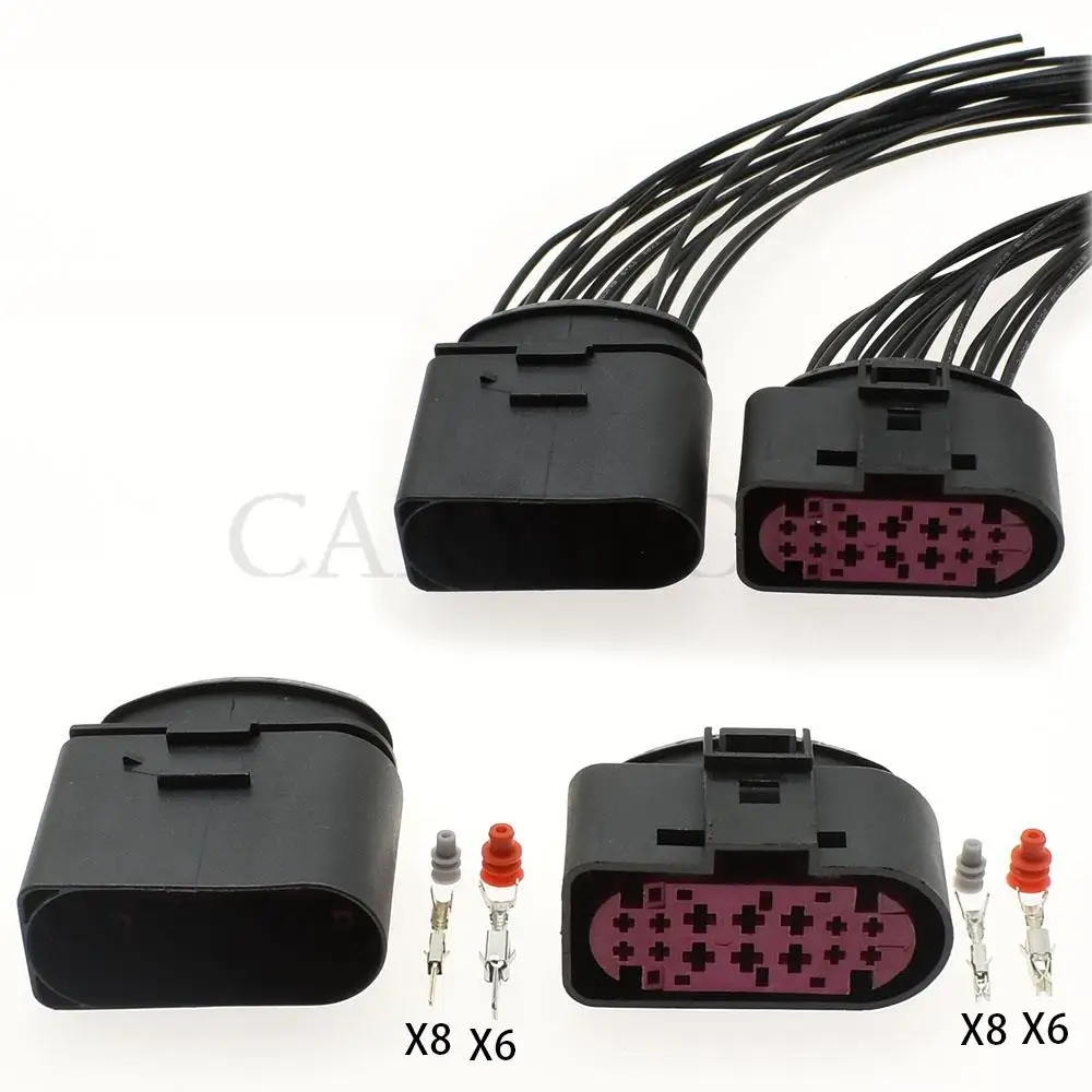 1Sets 14 Pin 14Pin car Headlight Xenon Lamp Plug auto headlight lamp socket waterproof connector 1J0973737 1J0973837 For VW