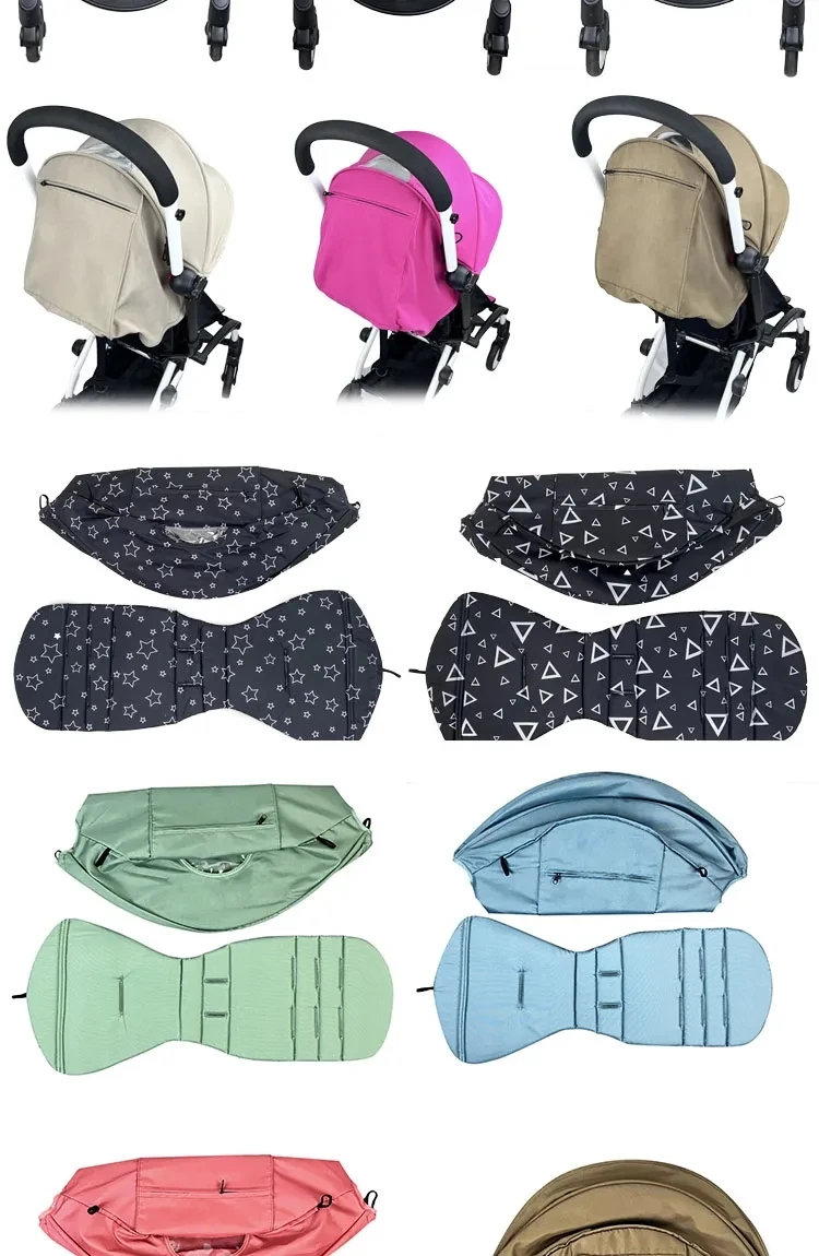 Description Picture 5 of item175 Stroller Accessories Canopy Cover Seat Cushion For babyyoya babytime Sunshade Cover Seat Mattress With Back Zipper Pocket