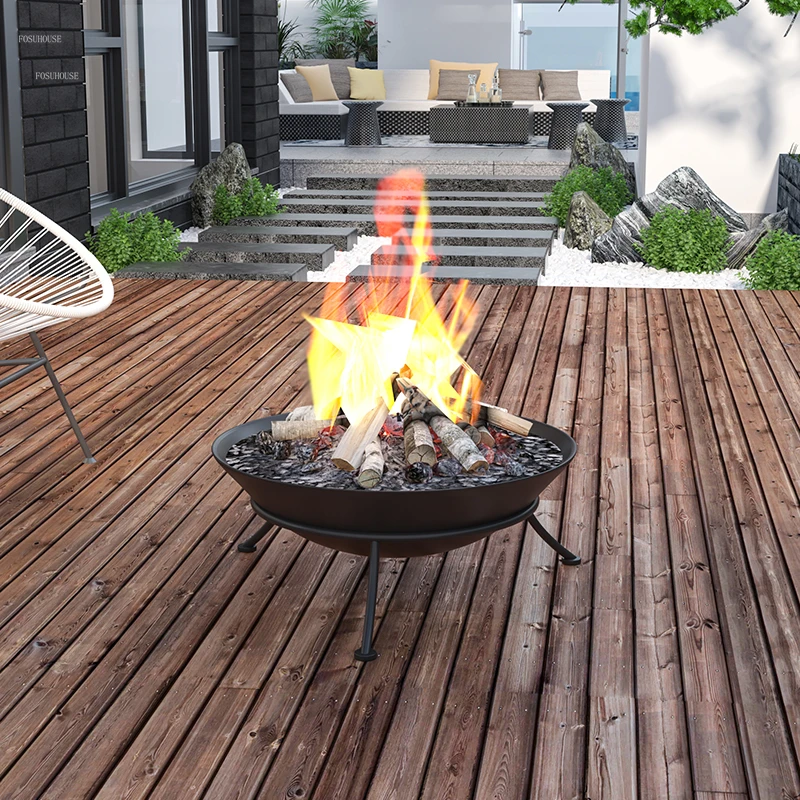 American Wrought Iron Fire Pits Outdoor Camping Furnace Home Garden  Courtyard Grill Stand Bonfire Party Brazier Fire Wood Heater - AliExpress