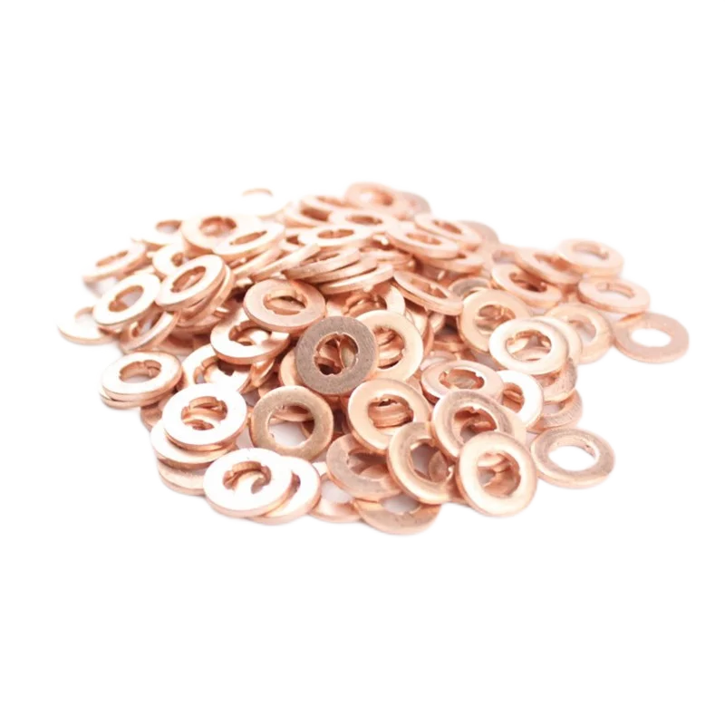 7x15mm EURO3 Common Rail Injector Nozzle Copper Pad Gasket diesel injector gasket injector repair kits 50 PCS For Diesel IInjector Sealing DieselI Pump Repair Tool Parts