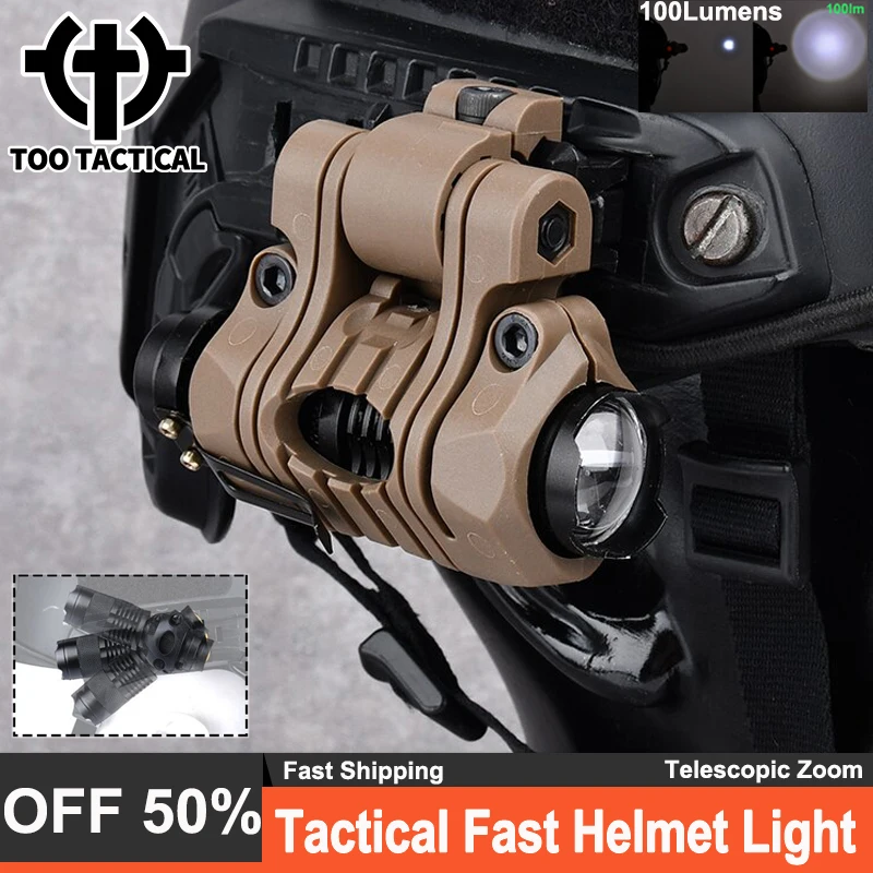 

Tactical Softair Military Fast Helmet Light Hat Clamp Holder Strobe 100Lumens Telescopic Zoom Mini Helmet Lamp Camping Hunting