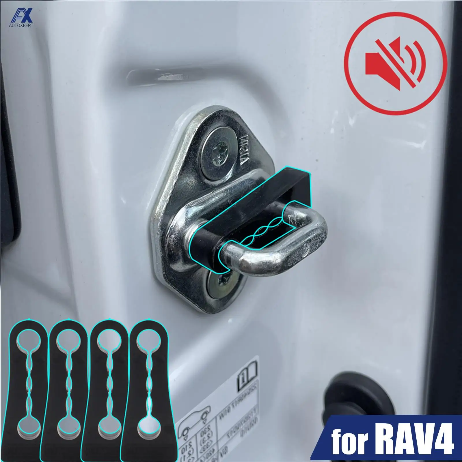 Toyota RAV4 용 도어 잠금 버퍼 댐퍼 2000-2021 2022 2023 방음 절연 조용한 청각 장애인 소음 씰 스토퍼 데드너