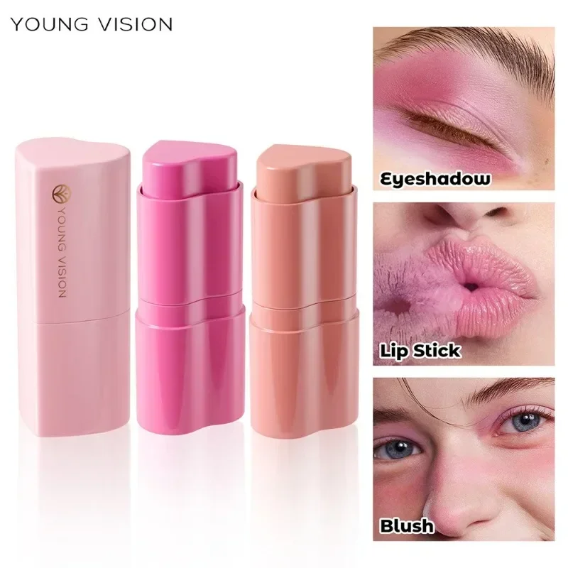 Functional Blush Stick Waterproof Easy Color Face Rouge Blusher Cream Lasting High Color Rendering Brightening Skin Tone Make Up 3