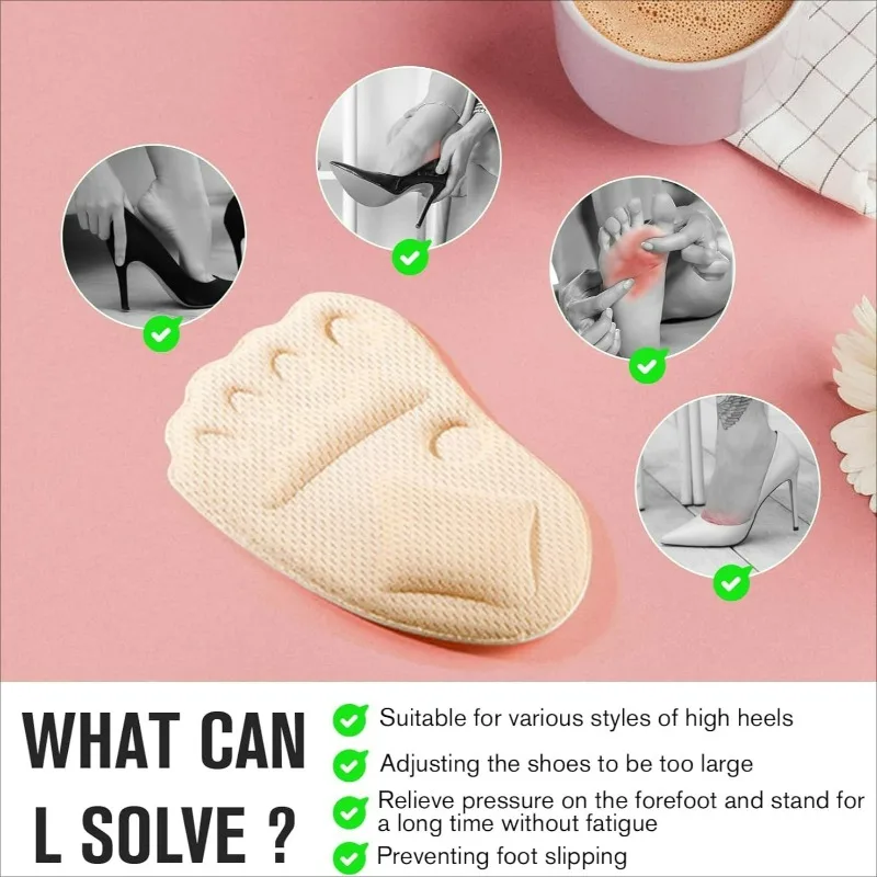 Foot Protection Forefoot Pad High Heels Sandals Shock Absorption Forefoot Cushion Foam Half Shoe Insoles Light Shoes Inserts