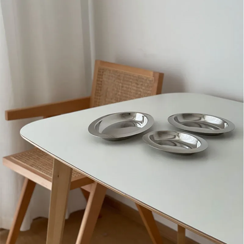 CuteLife Oval Stainless Steel Silver Plate Kitchen Breakfast Sushi Tableware Storage Cake Fruit Restaurant Wedding
