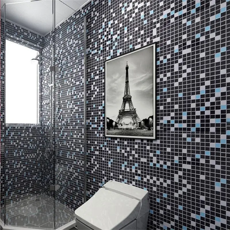 Bathroom Decor Waterproof Home Wallpapers Mosaic Wall Stickers Toilet Kitchen Oil Proof Tiles Vinyl Papel De Pare Room Decor high grade bathroom invisible shower screens shower curtain punch free easy installation mildew proof toilet bathroom waterproof