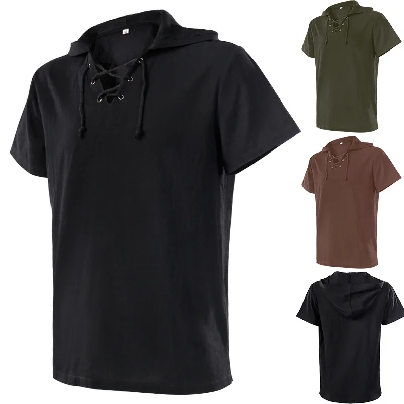 

New European And American Medieval Hat Short Sleeve Shirt
