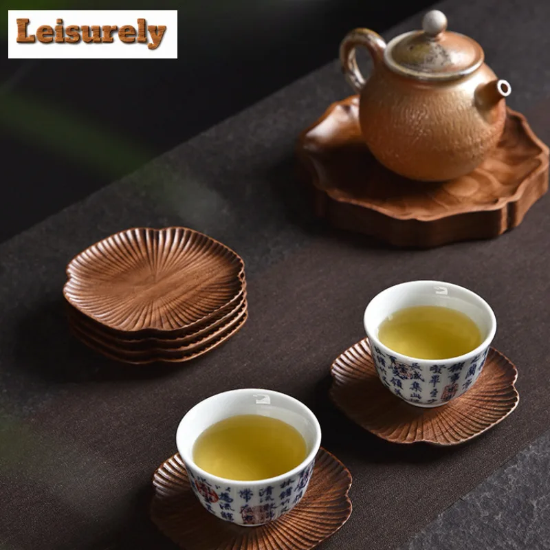 1/6pc Handamde Walnut Wood Coasters Creative For Coffee Cups Household Anti-scald Placemats Tieguanyin Chinese Teaset Decoration