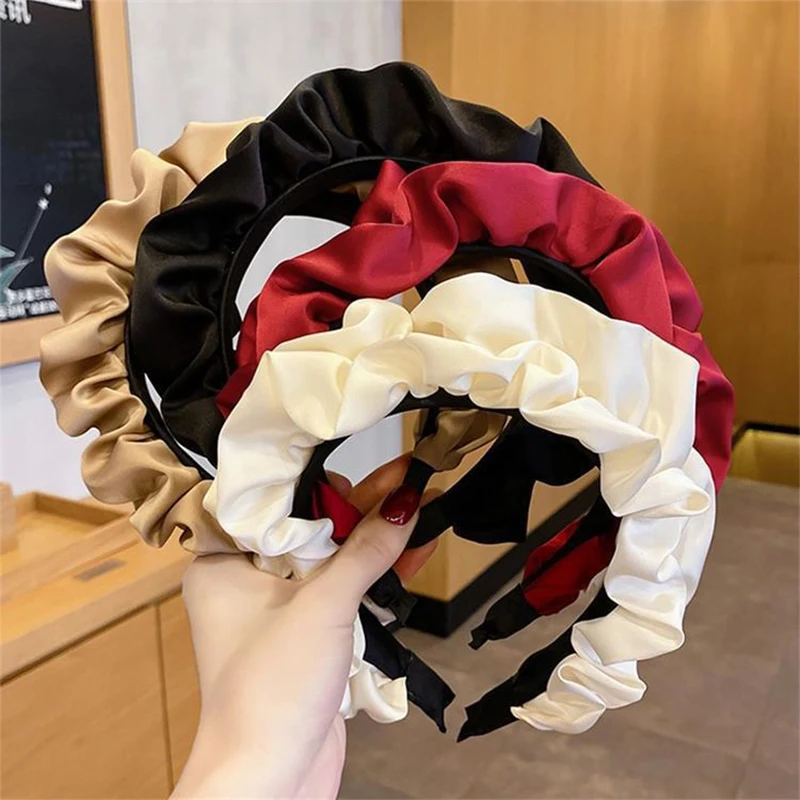 Einfarbiges Breitkrempiges Plissiertes Stirnband für Frauen Elegantes Gesichtswasch-Haarband Modisches Mädchen-Haaraccessoire Haargummi – Detail 9