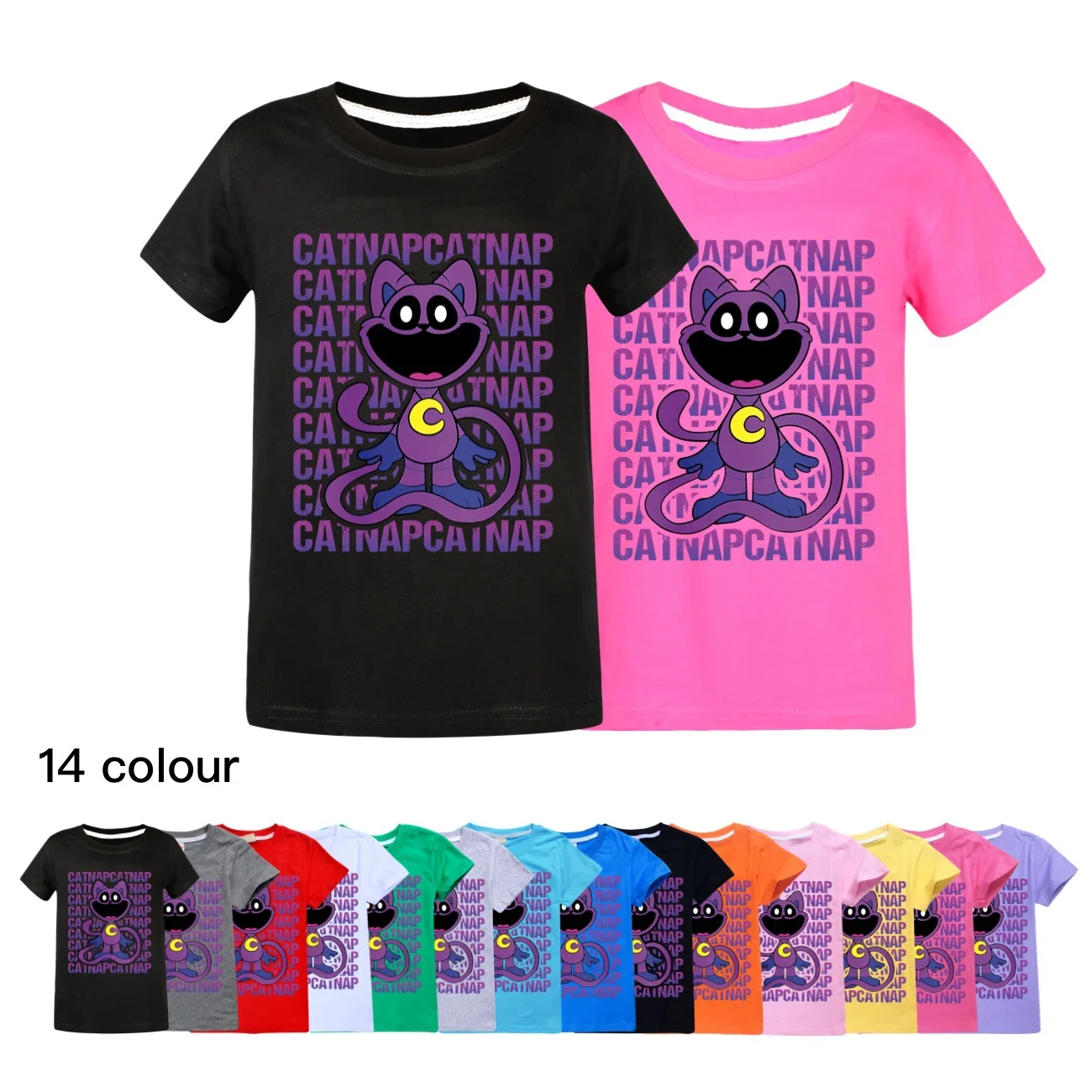 Lachende Beestjes Tshirt Kids Korte Mouw T-Shirts Peuter Meisjes Cartoon Catnap Kleding Baby Jongens T-Shirt Kinderen Casual Tops