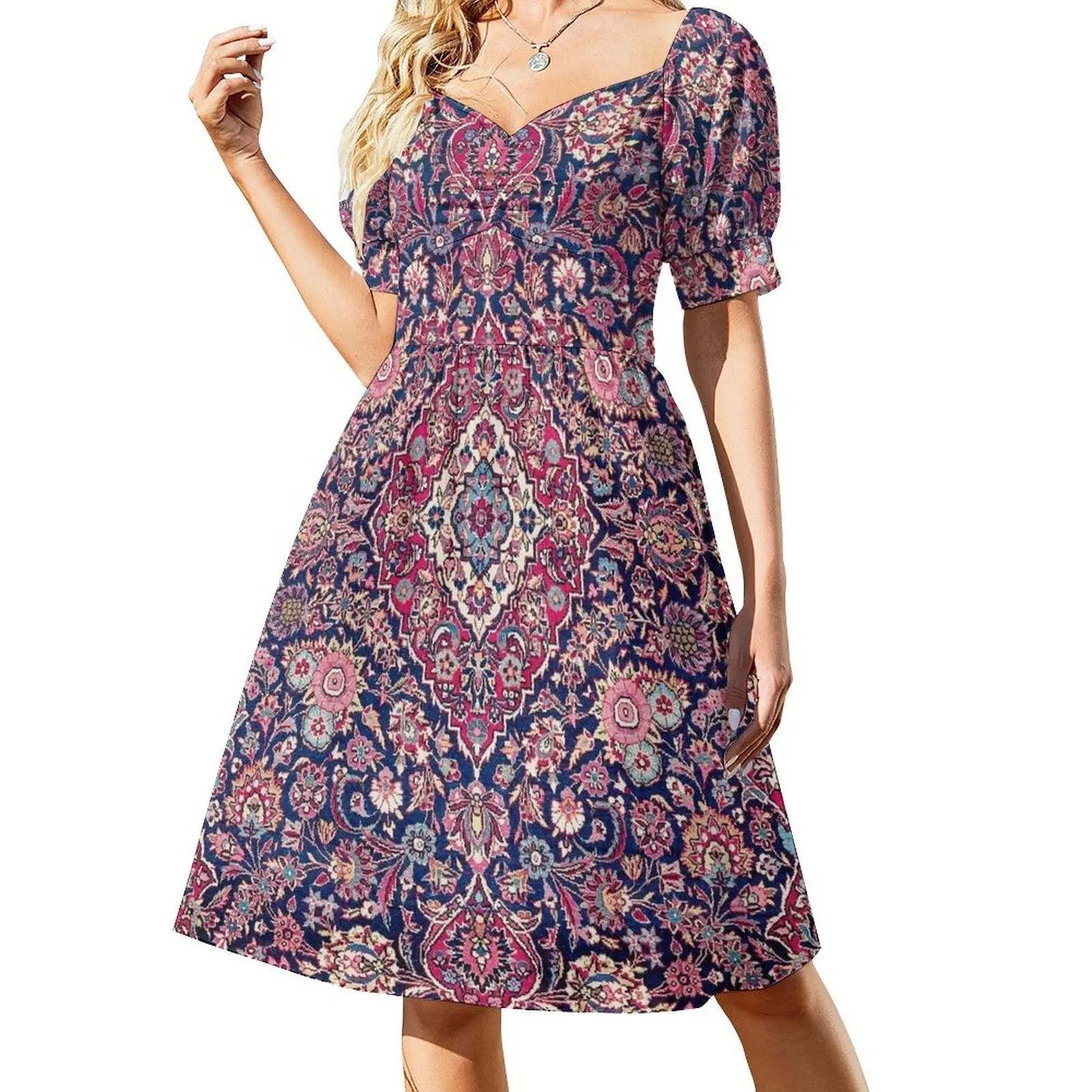 

Kashan Central Persian Rug Print Sleeveless Dress prom clothes purple dress