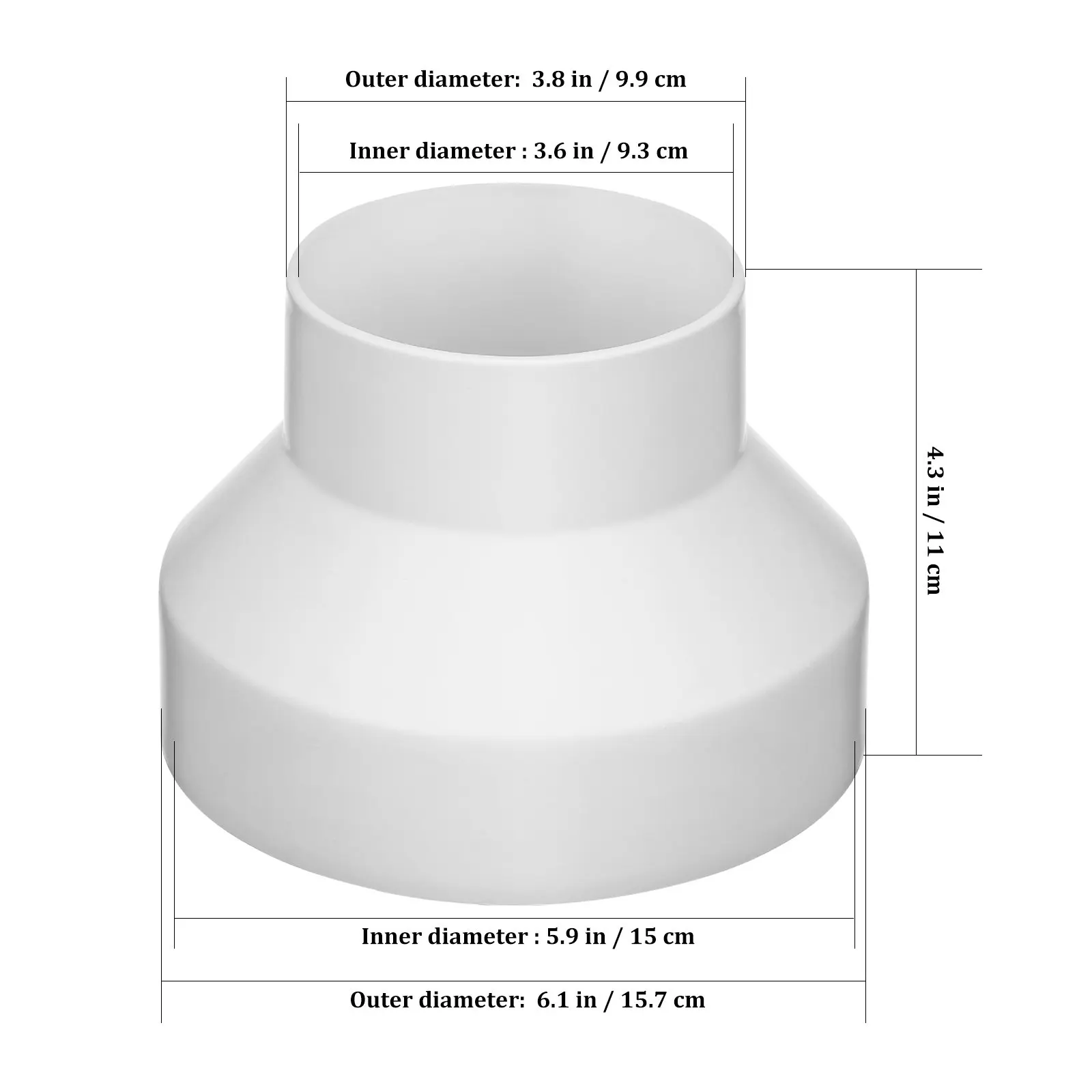 환기 덕트 어댑터 플라스틱 7인치5인치 덕트 감속기 커넥터 효율적인 공기 순환을 위한 테이퍼형 호스 어댑터