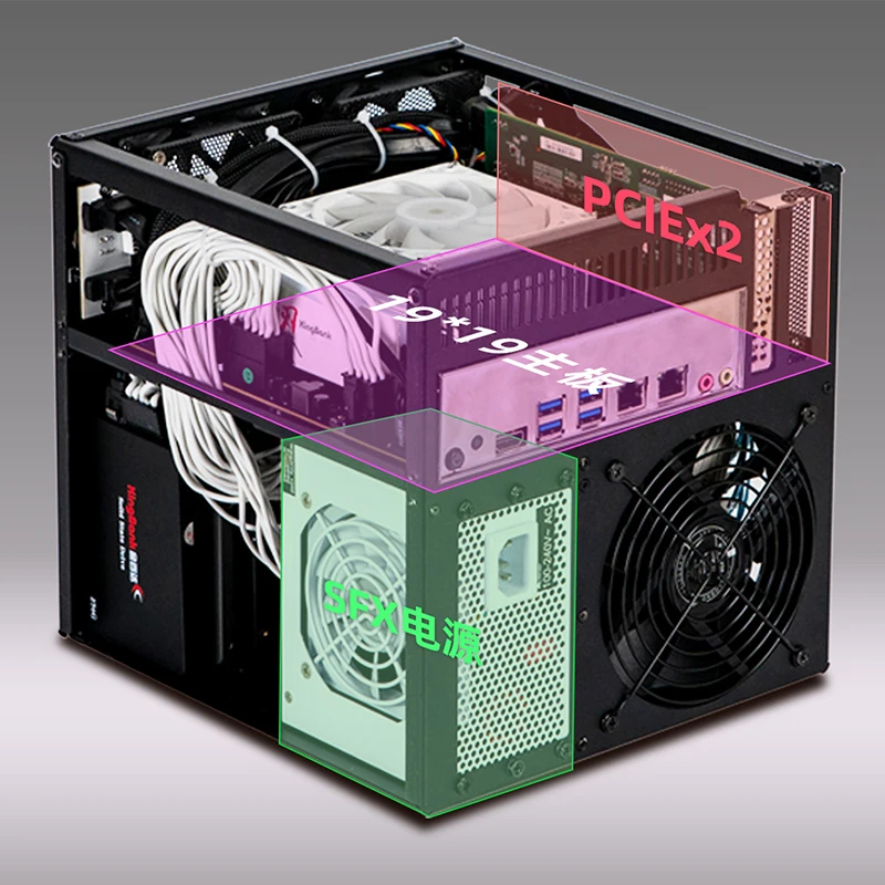 4베이 NAS 인클로저, MATX/ITX 마더보드 호환, SATA 백플레인, 3.5인치/2.5인치 드라이브 베이, SFX 파워 서플라이 지원